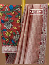 Maroon Banarasi tonchoi with pen kalamkari Blouse : D62F025