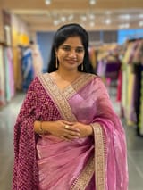 Majenta Pure Tissue Saree with velvet Bandhini pitawork blosue SS50418