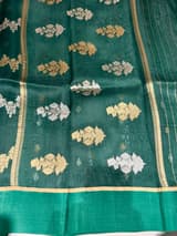 Bottle Green Kora Banarasi Saree in half & half style