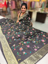 Black Mashru Banaras with embroidery SS5009
