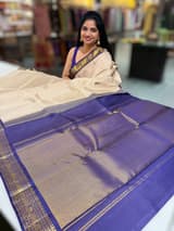 Ivory checks kanjeevaram saree SS50147