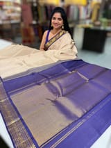 Ivory checks kanjeevaram saree SS50147