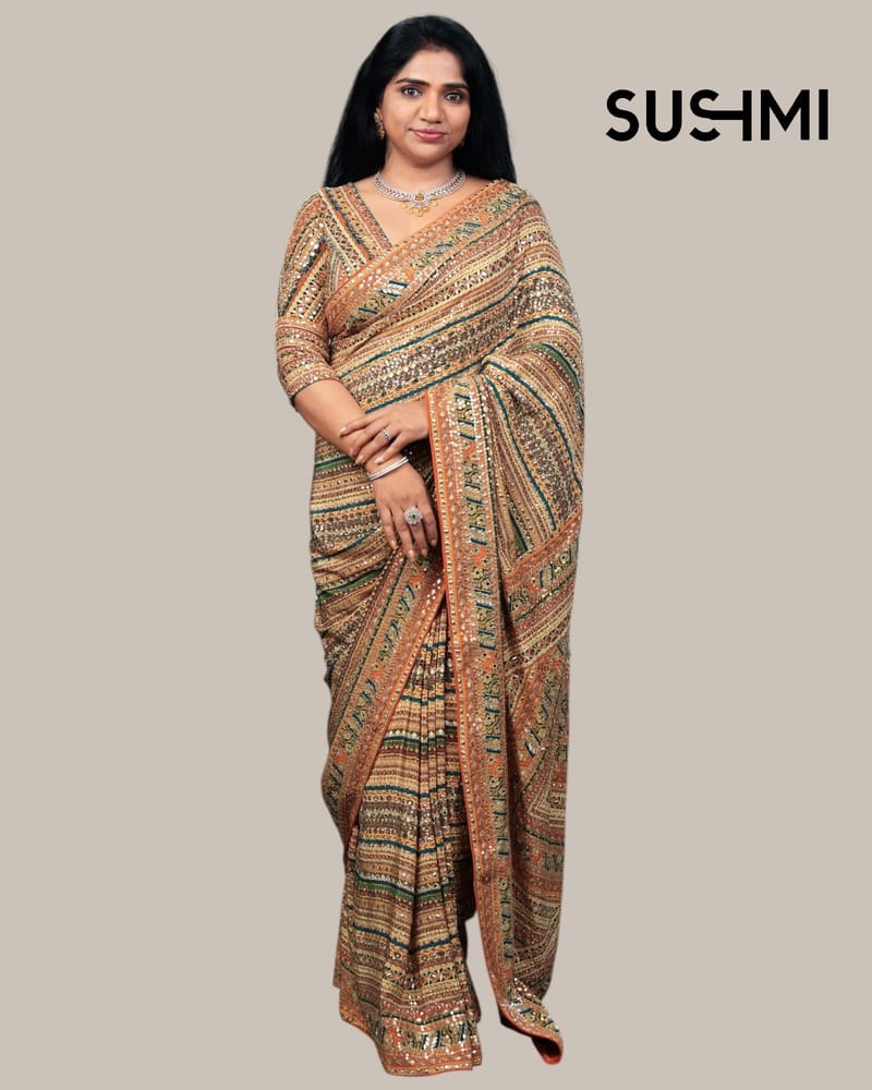 Designer crepe saree