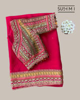 Bright Pink Designer Organza saree SS50247