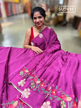 Wine mashru Saree with embroidery : S62F142