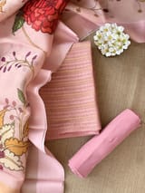 Pastel Pink Banarasi Chiniya Silk 3-pc Suit set : SS62J07