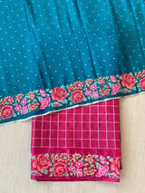 Ruby Pink Mysore Silk Saree with petitepoint embroidery S62110