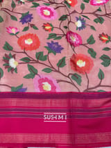 Nude Pink Tissue Gorgette Fusion Saree with vidarbha Borders SS50227