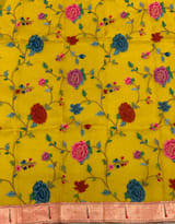 Mango Yellow Mul tissue stripes saree with fusion blouse : D62135