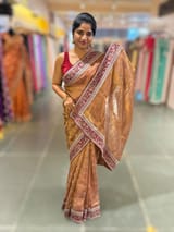 Maroon Tissue checks Saree with sabhyasachi borders SS50394
