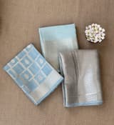 Powder Blue Banarasi Mul Silk Brocade 3-pc Sharara Suit set : SS62J16