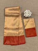 Pure Handloom Gold Tissue Saree with red tissue single muniya border SS50237