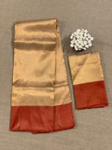 Pure Handloom Gold Tissue Saree with red tissue single muniya border SS50237