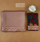 Burgundy Banarasi tonchoi with pen kalamkari Blouse : D62F023