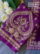 Purple Banarasi Silk Saree with Handwork D62F001