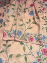 Peach Pink Tissue georgette saree with allover jamdani inspired embroidery