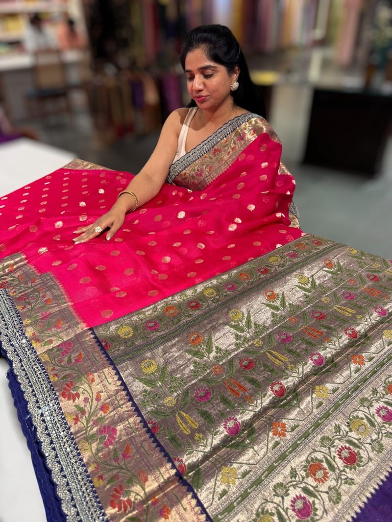 Reddish Pink Designer Silk kota saree SS50528