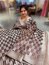 Coffee Brown Banarasi chinia brocade saree SS5090