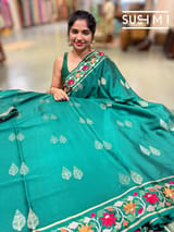 Emerald Green mysore silk with embroidered border S62F113