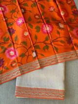 Lilacish pink & Orange Combo Banarasi Tissue Brocade saree SS50219