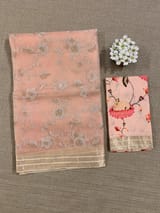 Peach Muslin allover embroidered Saree with pichwai printed blosue