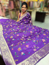 Brinjal Mashru Banaras with petite Point embroidery SS5006