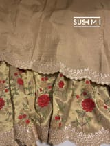 Muted Gold Designer Banarasi Brocade Tissue Saree S62114