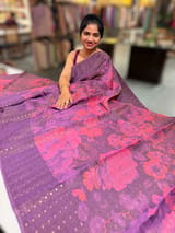 Wine Printed Tussar Tissue Saree SS50451