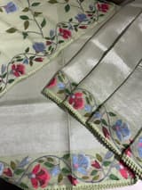Sea Green kora tissue saree with pythani inspired embroidery