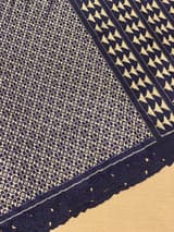 Midnight Blue Cambodian–inspired Ikkat Silk Saree with cutwork Rose Border SS50346