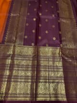 Rust Orange and Winish Brown Vintage Kanchipuram heavy Skirt border Saree SS50176