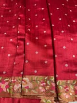 Dusty Red Raw Silk Saree with Embroidery