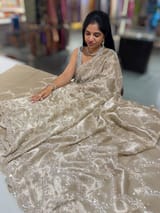 Nude tissue saree with heavy allover intricate handwork SS50243