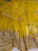 Lemon Yellow Organza Silk Saree with heavy intricate handwork SS50253