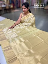 Light Pista Gold Tissue Kanjeevaram Saree