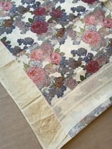 Ivory Pure Handloom Chiniya Silk Saree with stunning 3D Floral Print and zari borders SS50101