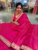 Fushcia Pink Organza Saree with sabhyasachi borders S62116