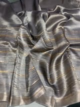 Greyish Silver Handloom Tissue Saree SS50385