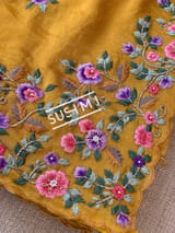 Mango Yellow Mul Tissue stripes saree DSCL041