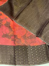 Brown Printed Tussar Tissue Saree