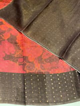 Brown Printed Tussar Tissue Saree