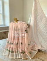 Pure Lenin Saree with pichwai embroidery