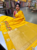Yellow mashru Saree with embroidery : S62F141