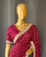 Gorgette saree with small polka dots
