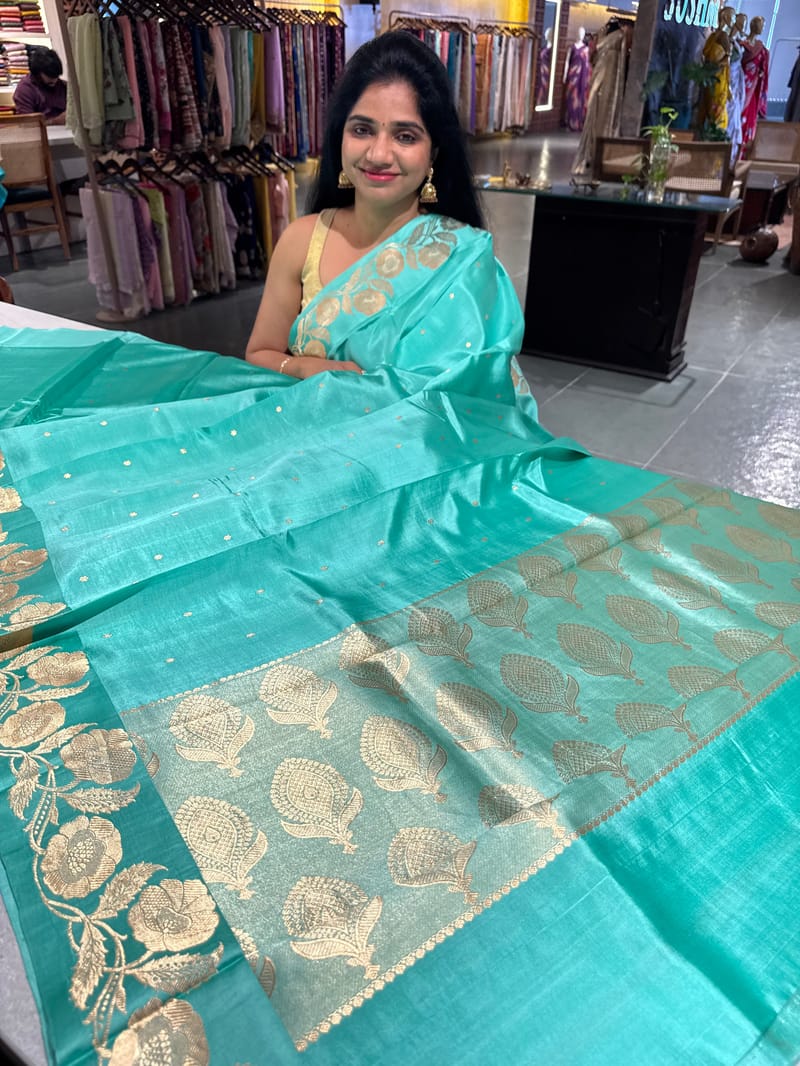 Seablue Poona Silk Saree