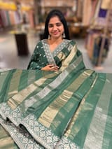 Forest Green kora tissue stripes saree SS50284
