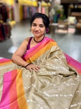 Golden Beige Embroidered Tussar Saree SS50473