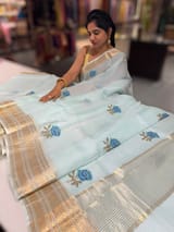Baby Blue Silk Kota Saree with embroidery SS50599