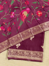 Wine Mashru Silk Saree with Paithani inspired embroidered blouse