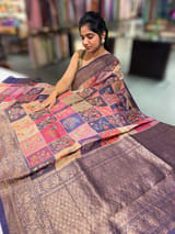 Purple Printed Banarasi Tussar SS50454